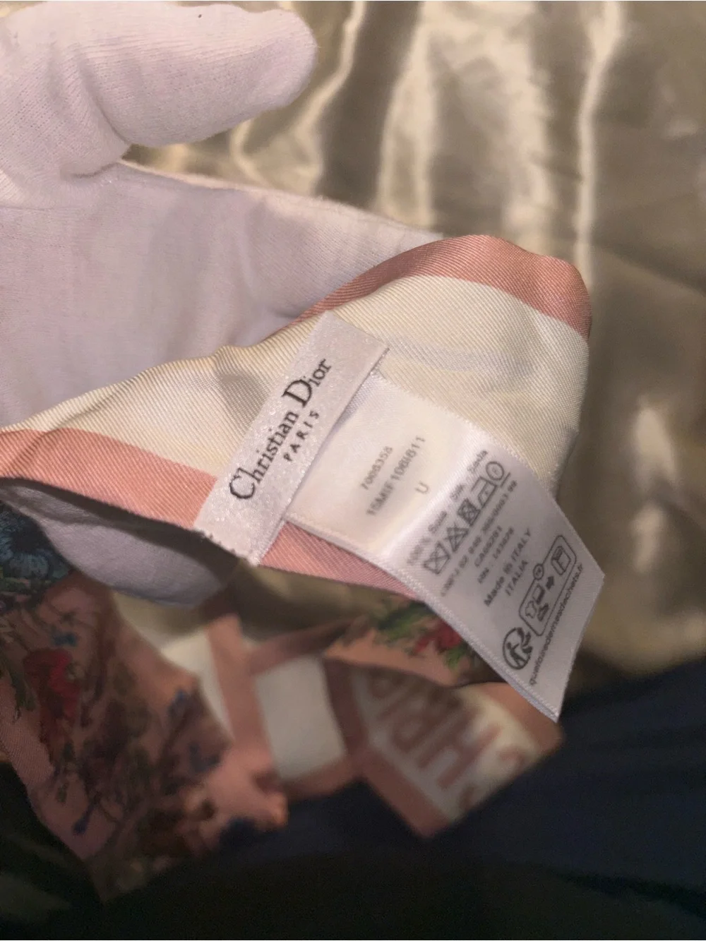 Christian Dior Mitzah Pink Floral Twilly Scarf Authentic